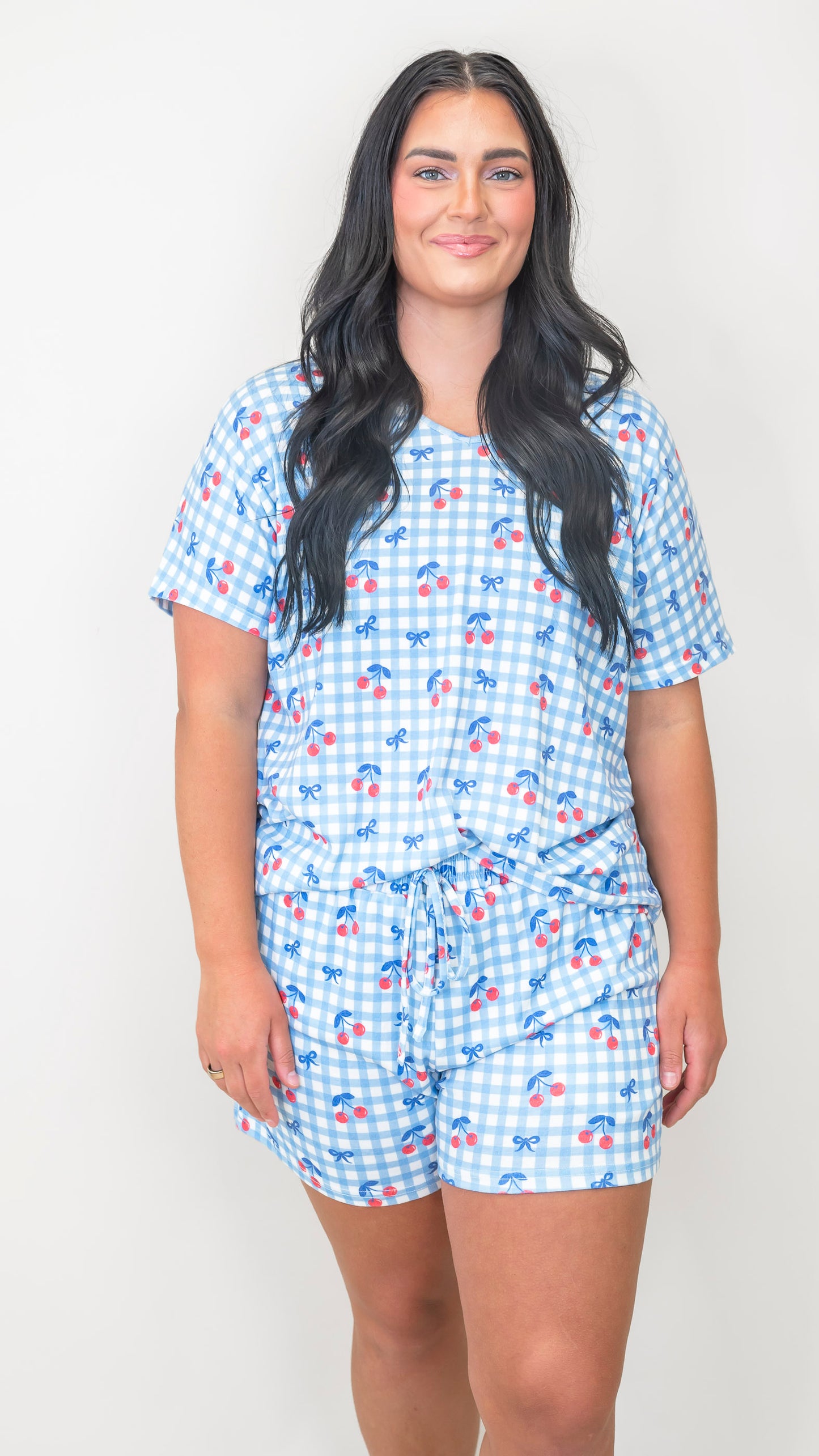 Cherry Plaid 3 Piece Pajama Set | Salty Wave