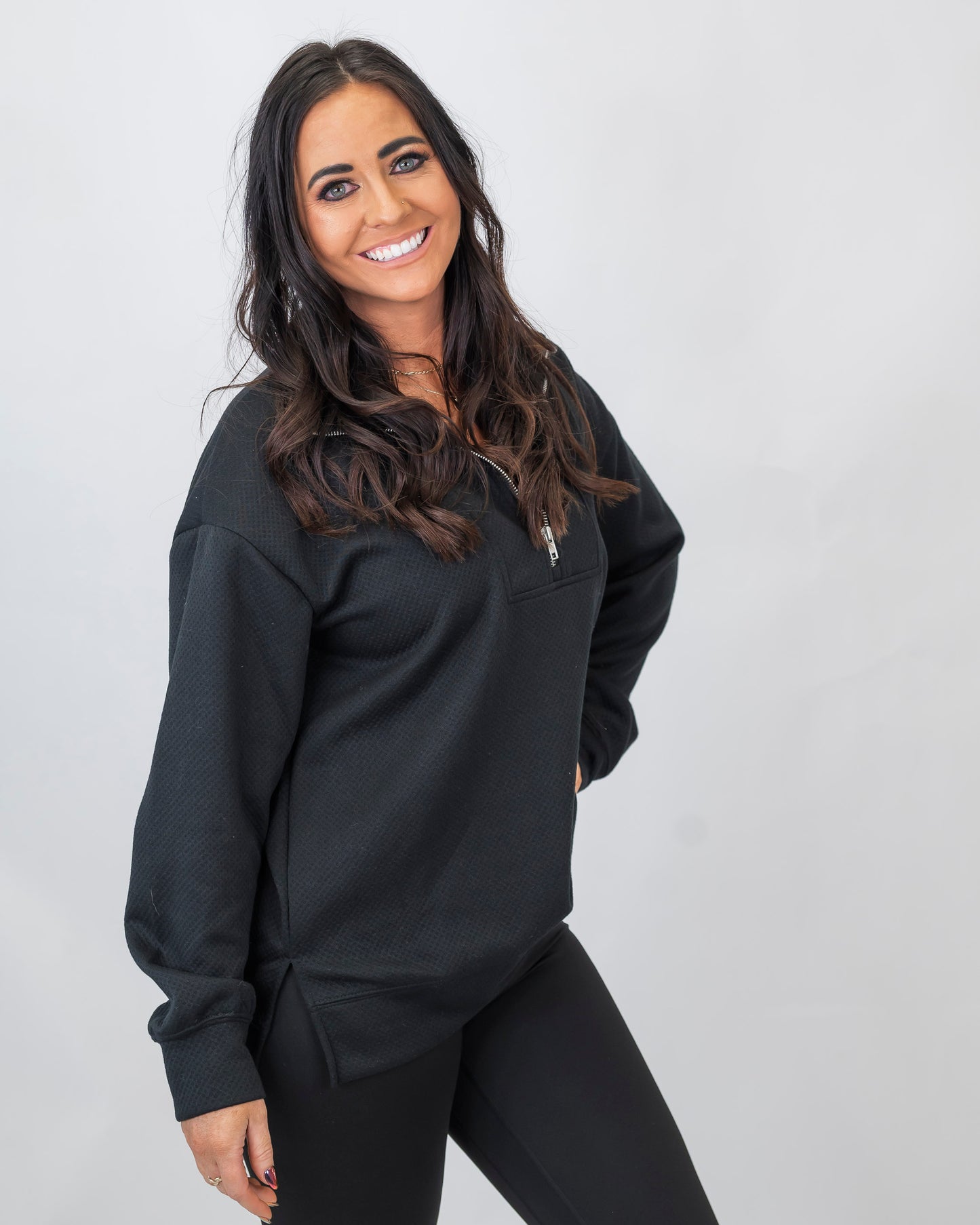 The Madison Black Quarter Zip Pullover | SALTY WAVE