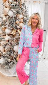 Christmas Tree & Candy Canes Wide Leg Pajama Set | SALTY WAVE **DEAL
