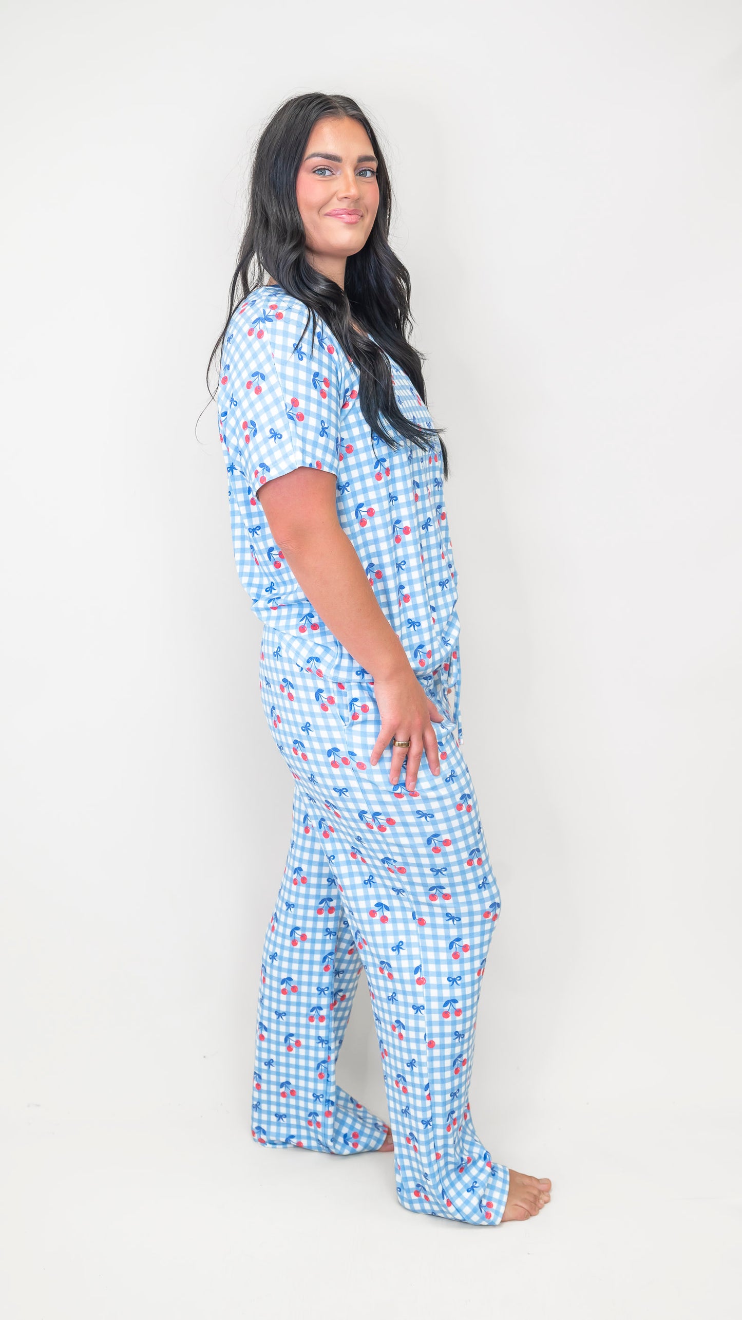 Cherry Plaid 3 Piece Pajama Set | Salty Wave