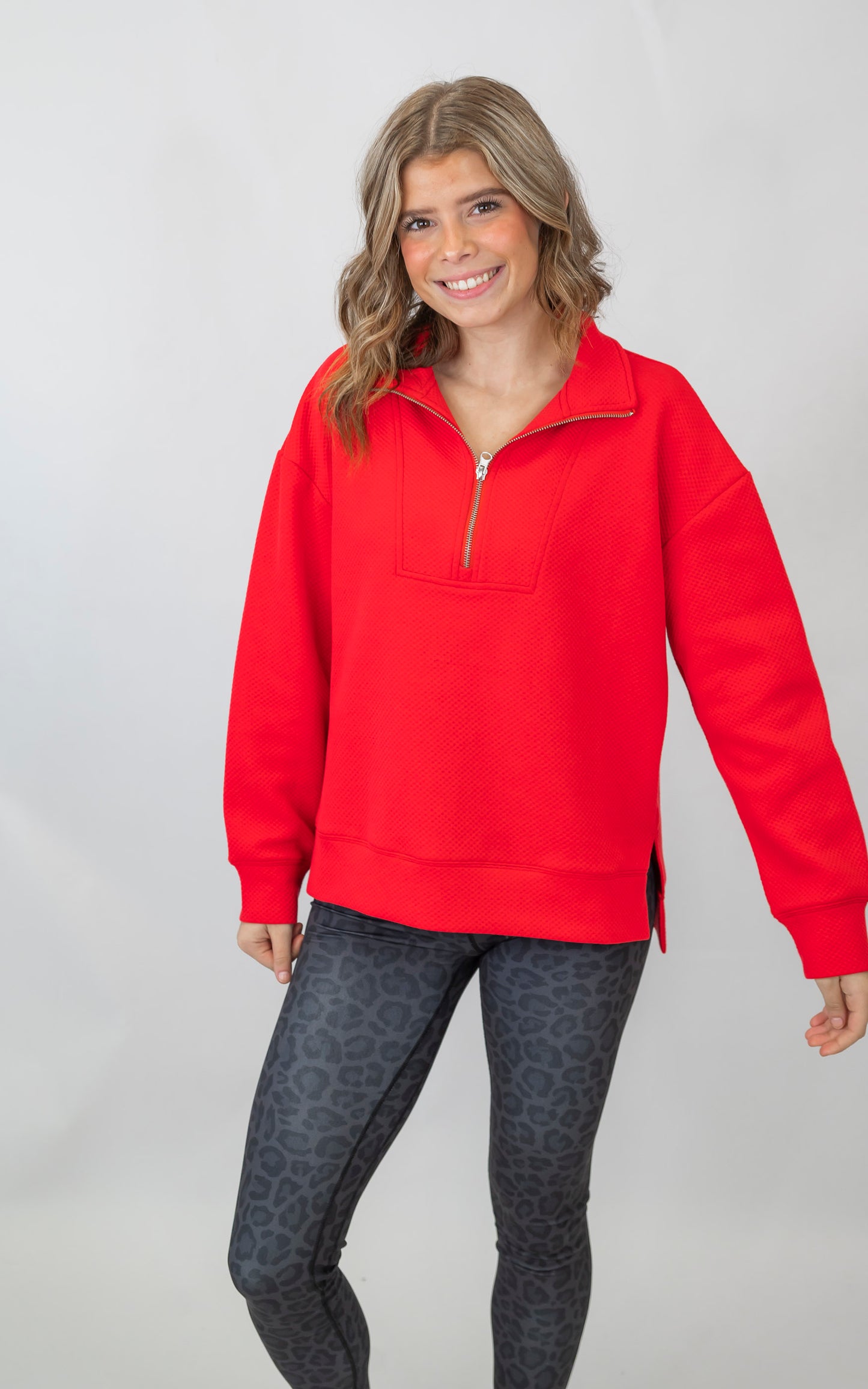 The Madison Red Quarter Zip Pullover | SALTY WAVE