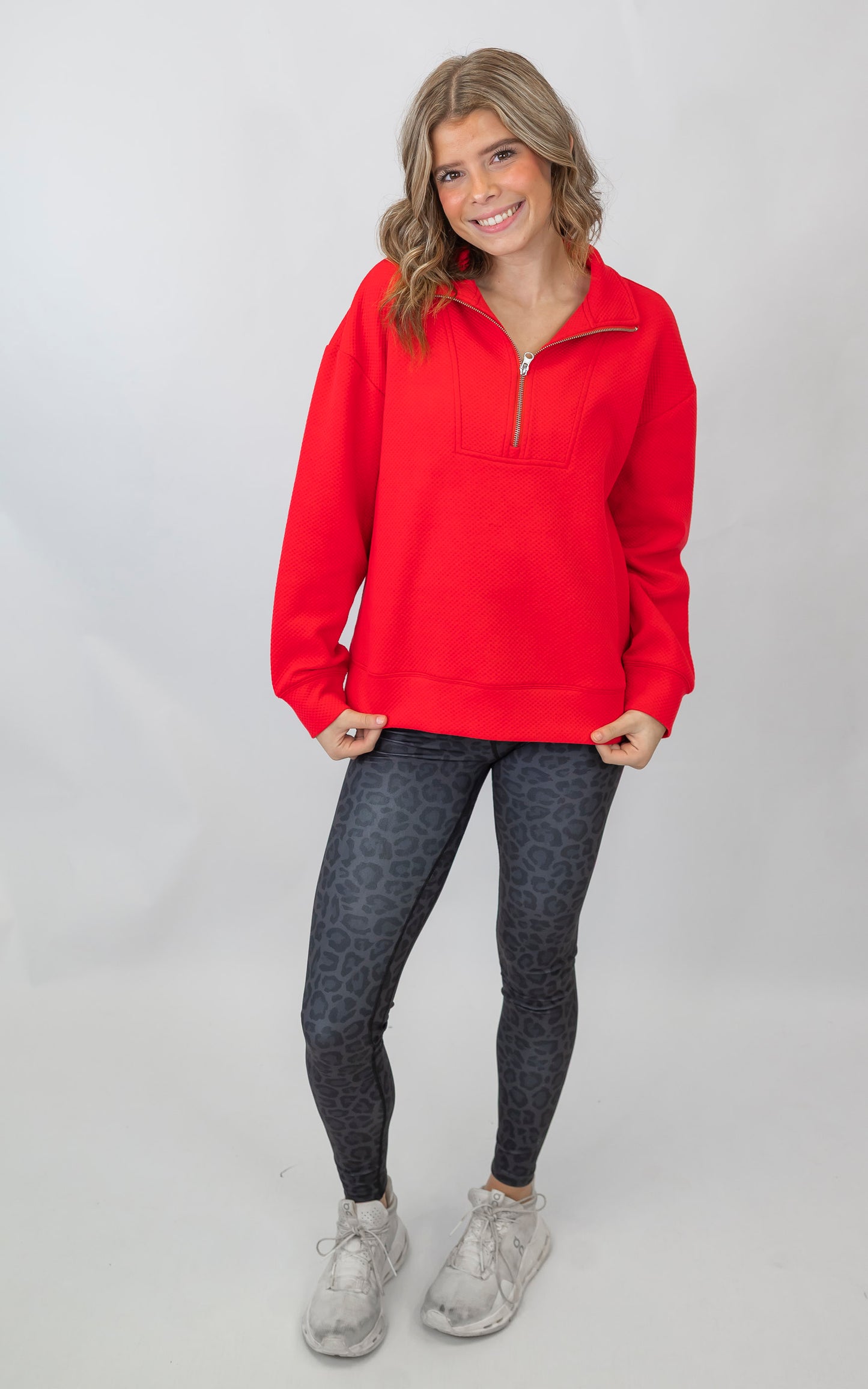 The Madison Red Quarter Zip Pullover | SALTY WAVE