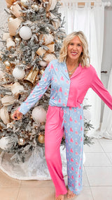 Christmas Tree & Candy Canes Wide Leg Pajama Set | SALTY WAVE **DEAL