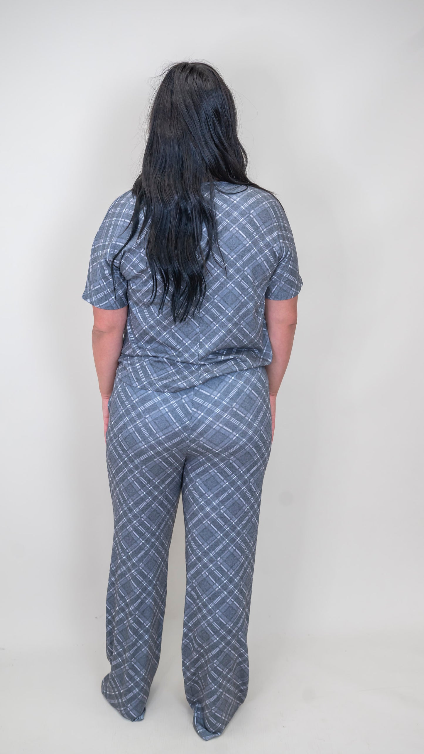 Black Plaid Pajama Pant Set by Salty Wave (TOP & BOTTOM)