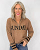 Half Zip Up Sunday Lettering Sweater *DEAL
