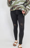 Black 5-Button Destructed Ankle Skinny Denim Jeans