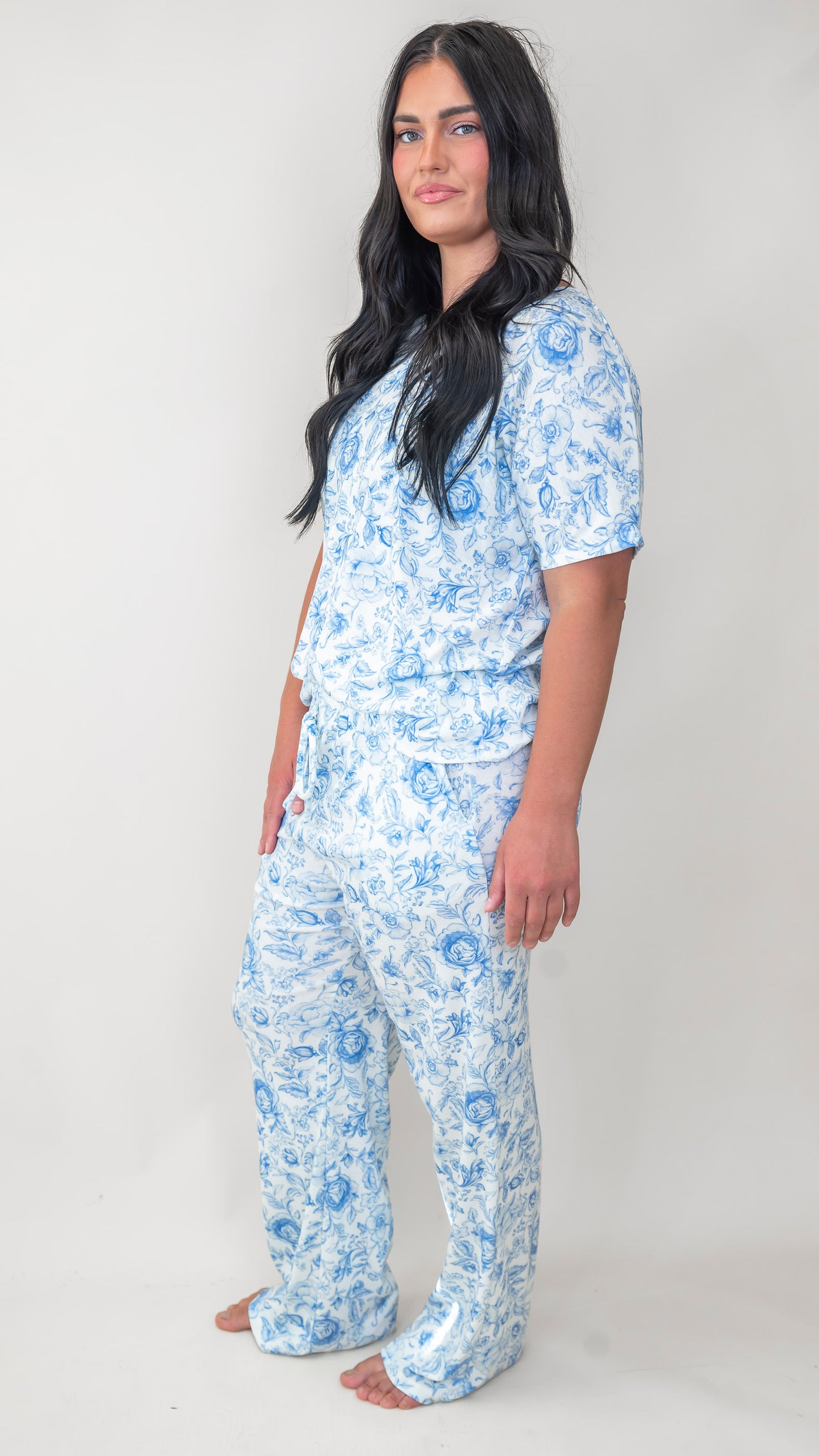 Blue Floral Pajama Set by Salty Wave (TOP & BOTTOM) | Salty Wave