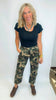 Camo High Rise Ankle Barrel Double Roll Up Pants | RISEN