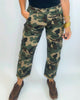 Camo High Rise Ankle Barrel Double Roll Up Pants | RISEN
