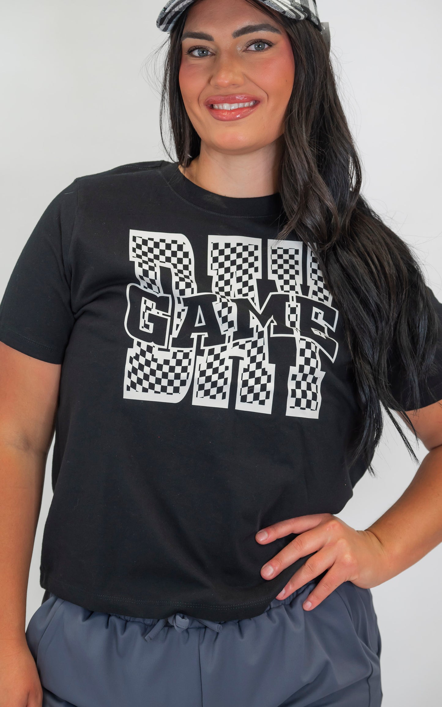 Checked Game Day Black Graphic T-shirt