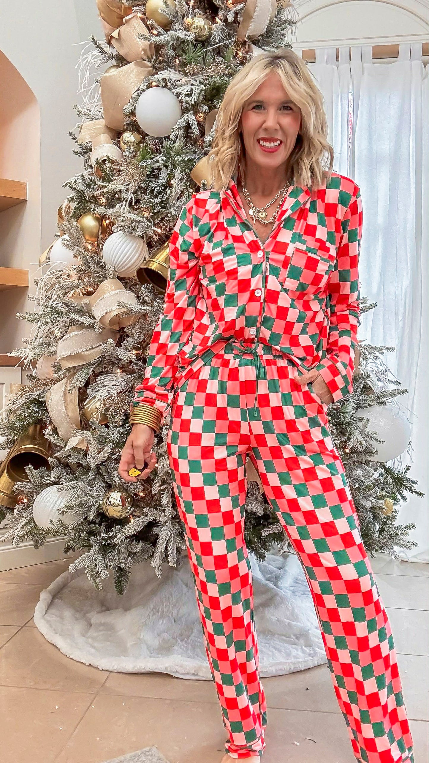 Dream in Color Checked Wide Leg Pajama Set | SALTY WAVE - *DEAL* PREORDER NOV Ship Date