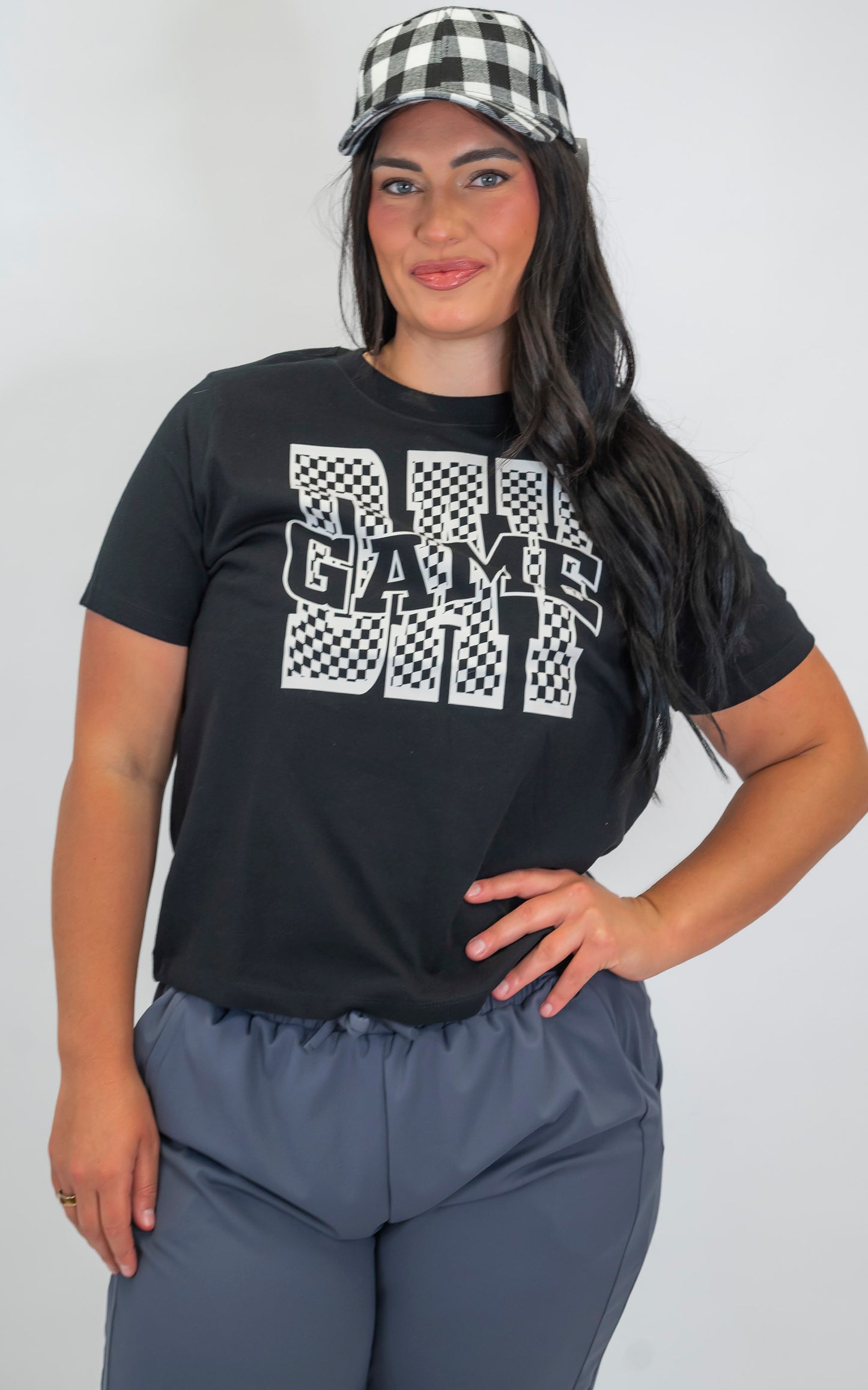 Checked Game Day Black Graphic T-shirt