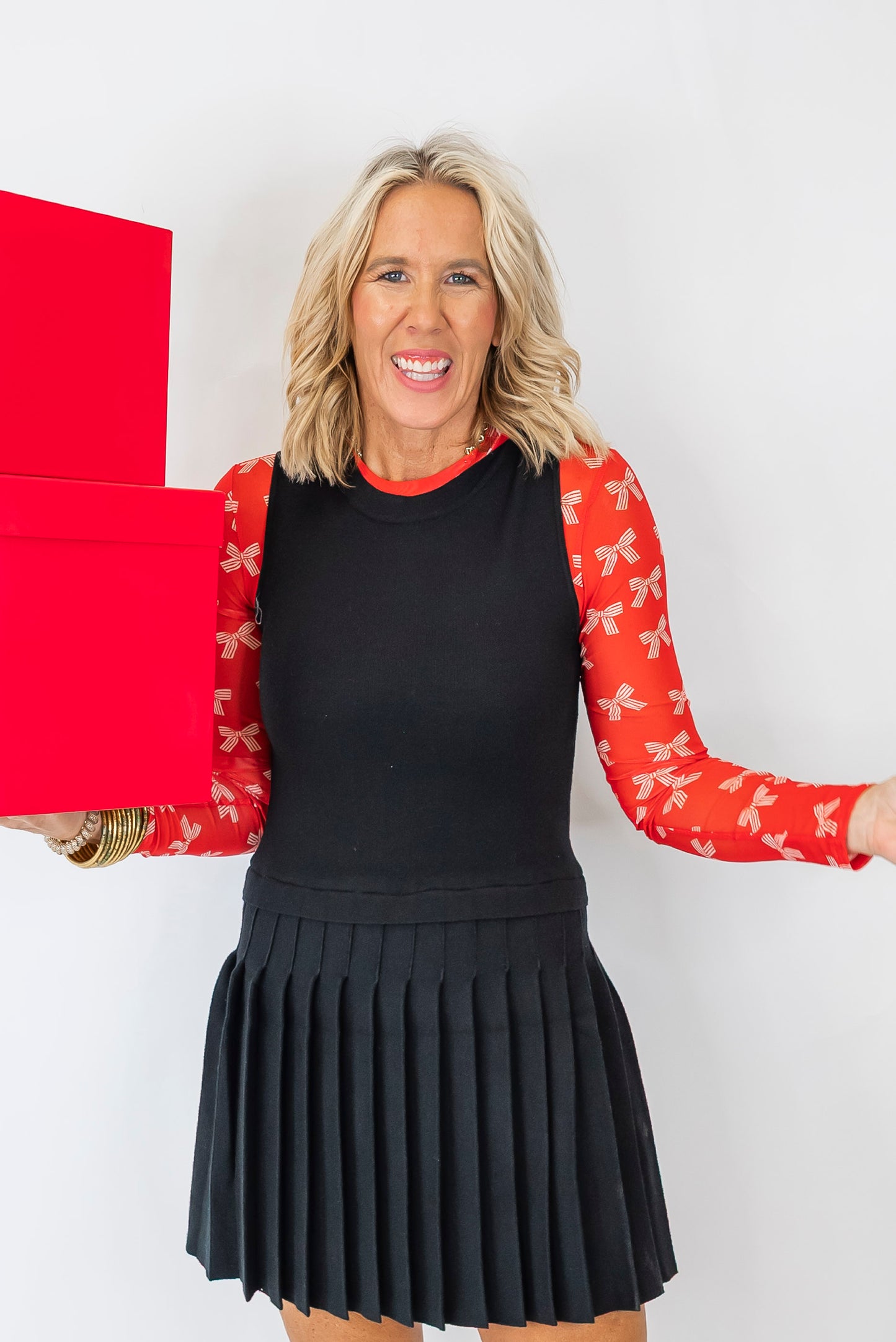 Marlie Holiday White Bow Mesh Top | SALTY WAVE *PREORDER - START SHIP LATE NOVEMBER