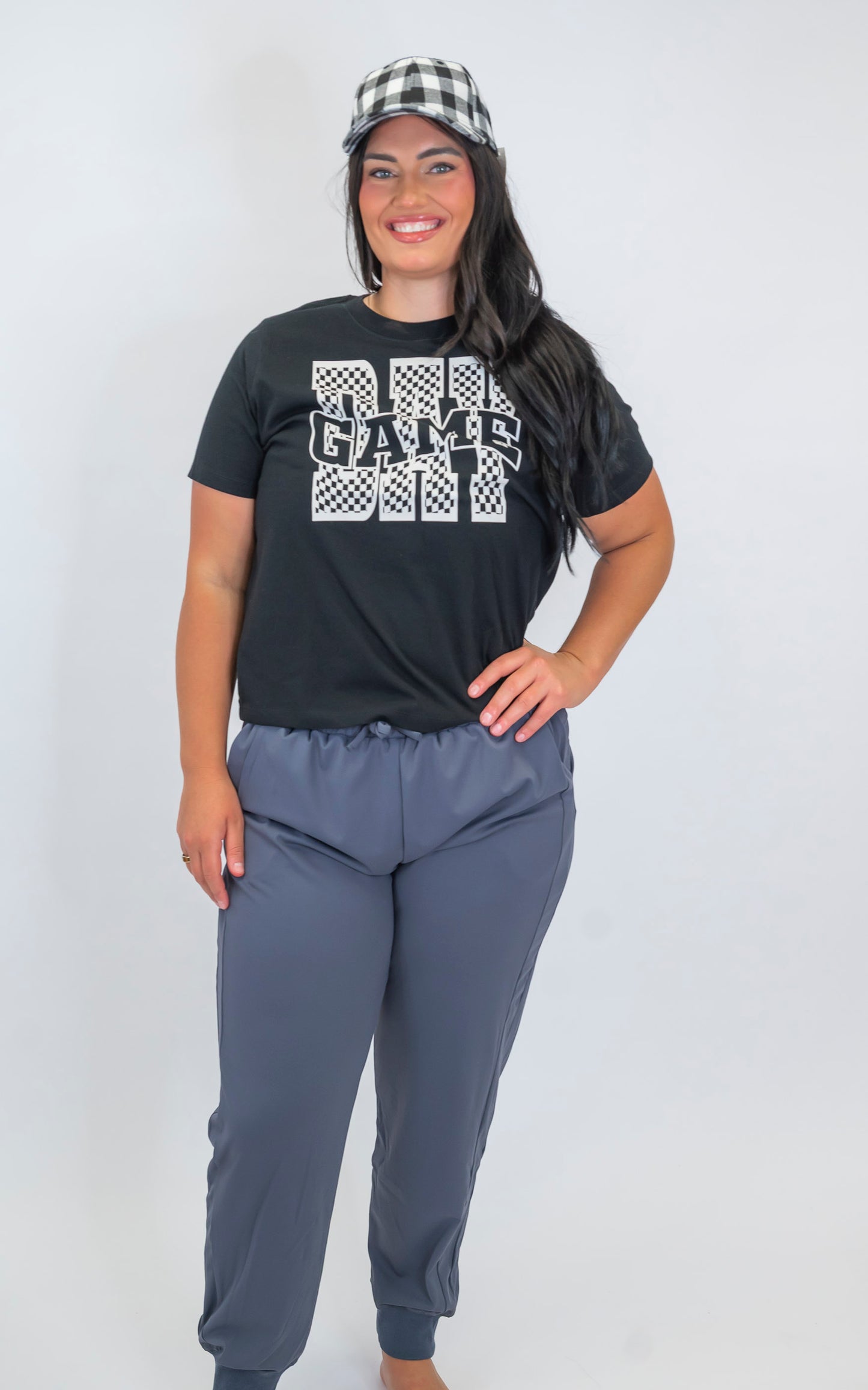 Checked Game Day Black Graphic T-shirt