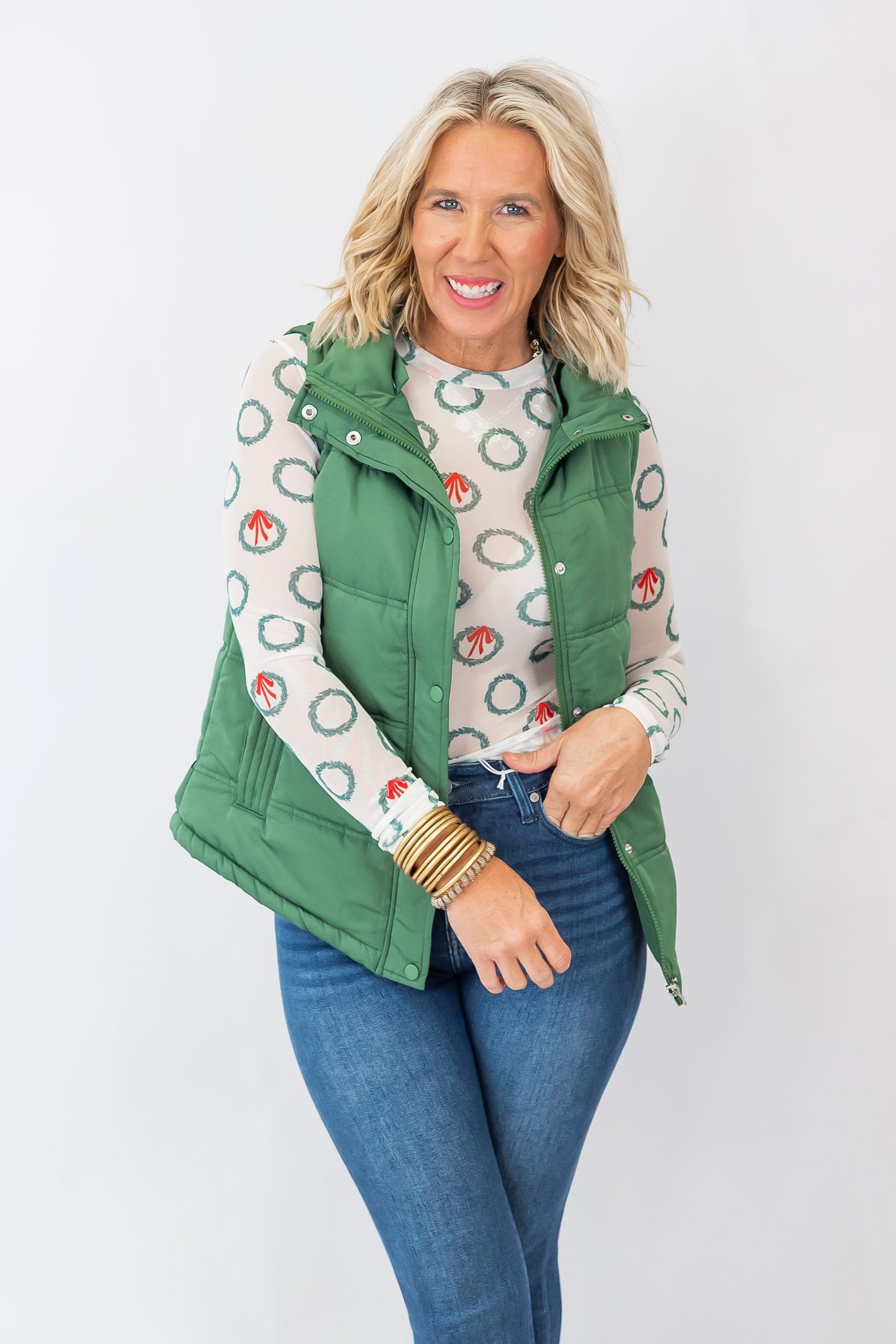 Marlie Holiday Christmas Wreath Mesh Top | SALTY WAVE *PREORDER - START SHIP LATE NOVEMBER