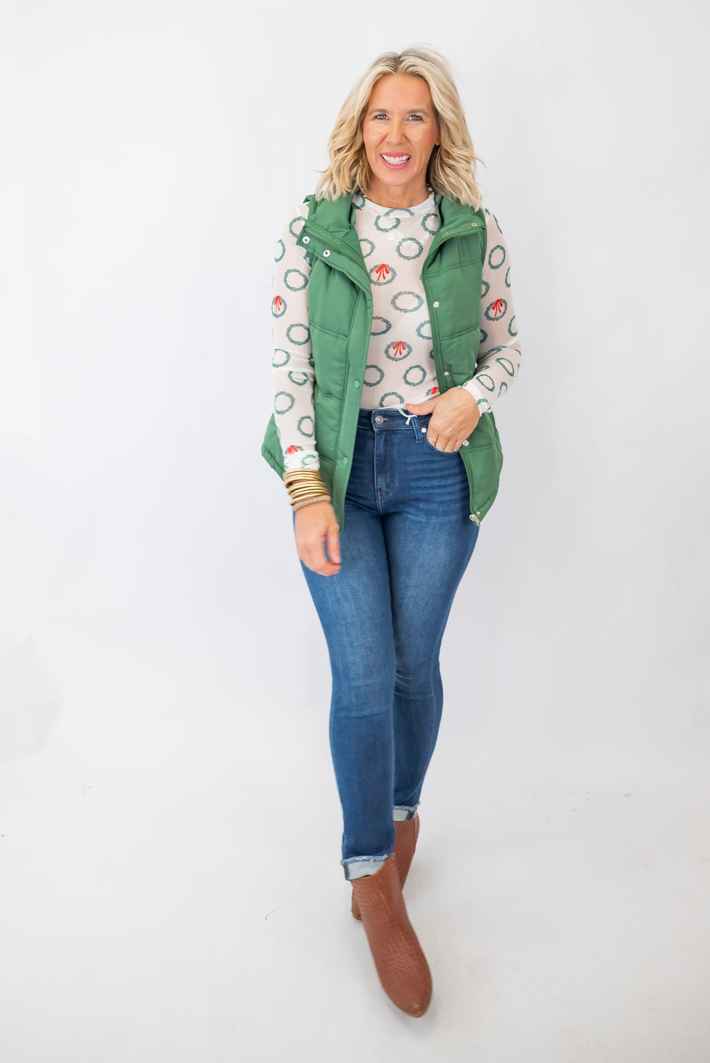 Marlie Holiday Christmas Wreath Mesh Top | SALTY WAVE *PREORDER - START SHIP LATE NOVEMBER