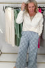 Heather Grey Checkerboard Wide Palazzo Pants