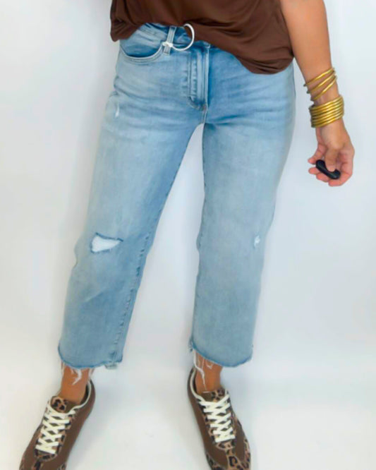 Super High Rise Cropped Straight Denim Jeans
