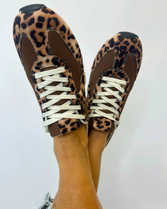 Leopard Suede Platform Sneakers