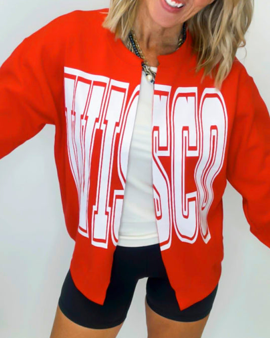 WISCO State Hand Cut Sweatshirt Cardigan