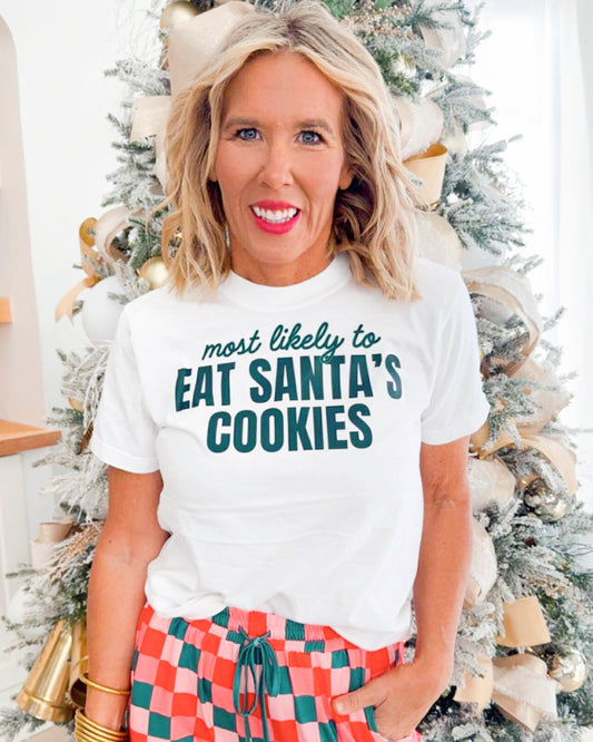 MOST LIKELY to Eat Santa's Cookies Garment Graphic T-shirt | Comfort Colors