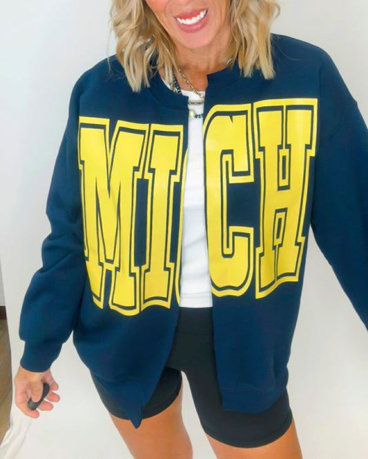 MICH State Hand Cut Sweatshirt Cardigan