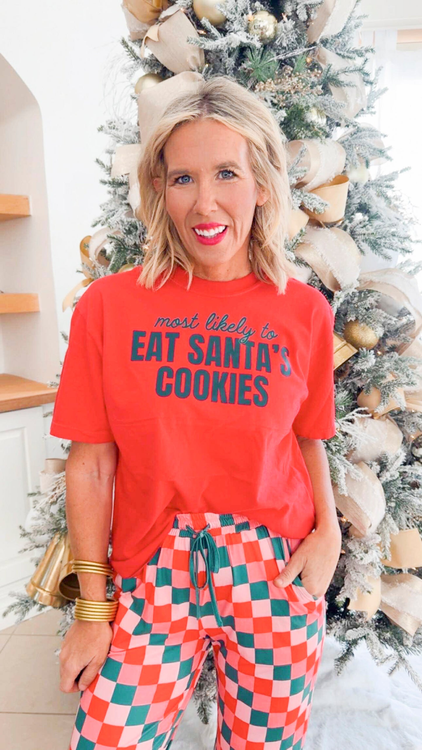 MOST LIKELY to Eat Santa's Cookies Garment Graphic T-shirt | Comfort Colors