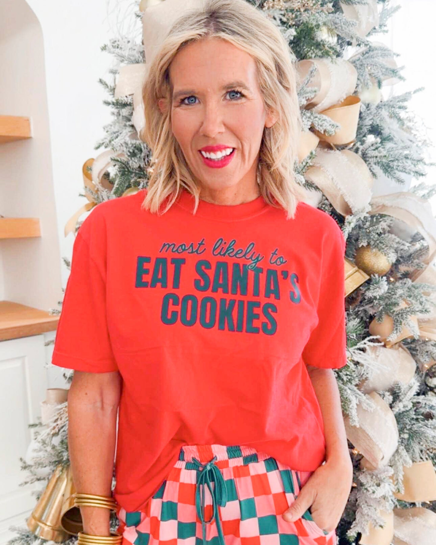 MOST LIKELY to Eat Santa's Cookies Garment Graphic T-shirt | Comfort Colors