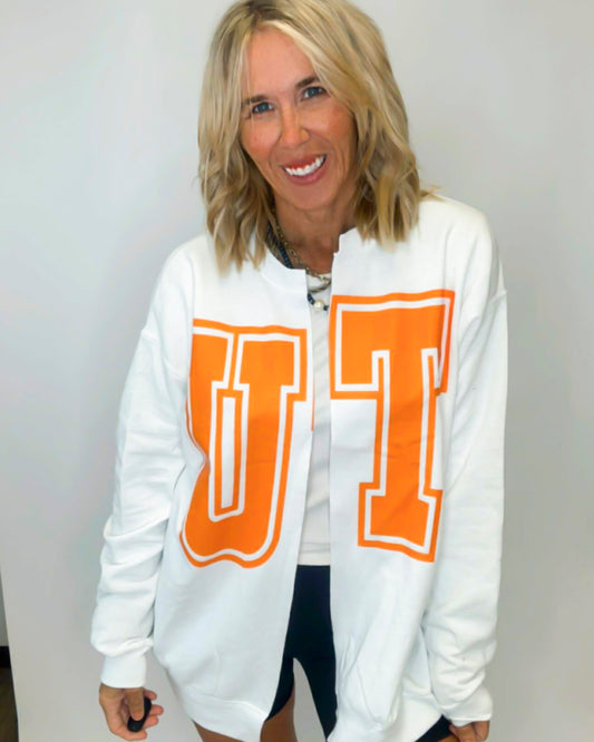UT State Hand Cut Sweatshirt Cardigan