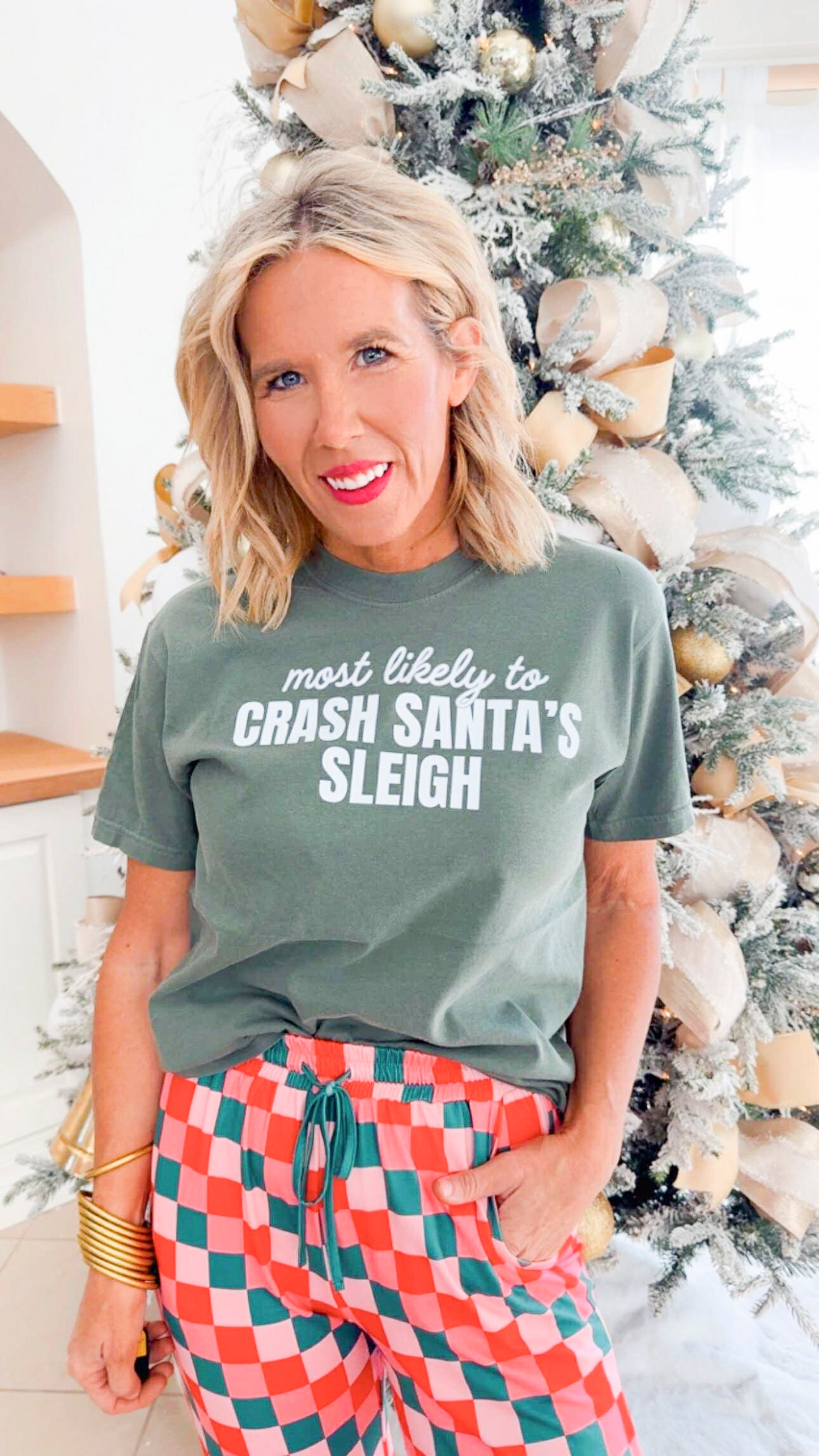 MOST LIKELY to Crash Santa's Sleigh Garment Graphic T-shirt | Comfort Colors
