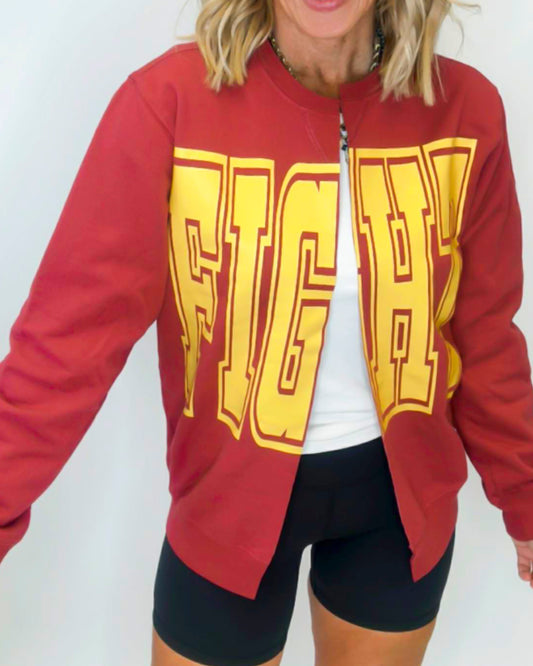 FIGHT State Hand Cut Sweatshirt Cardigan