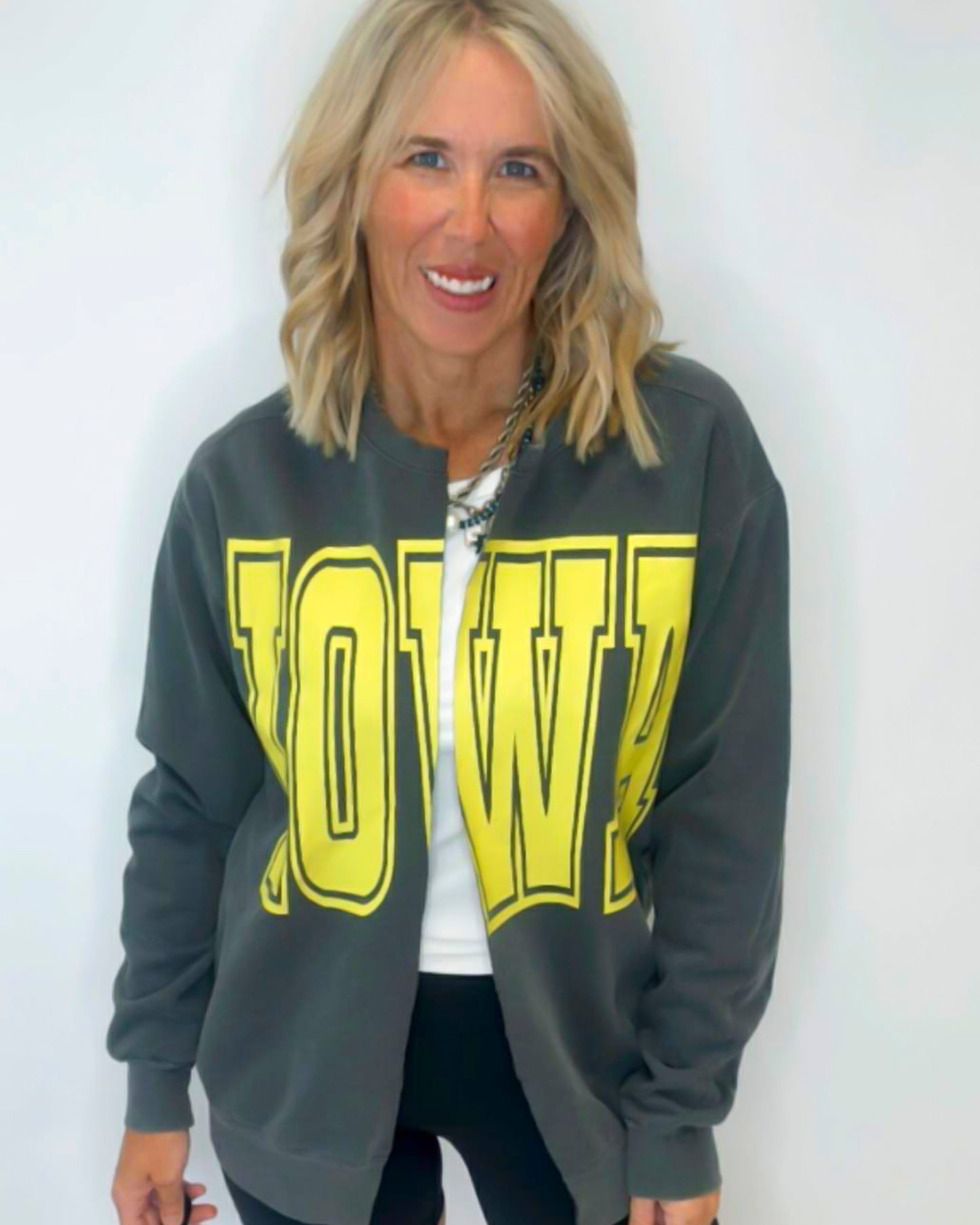 IOWA State Hand Cut Sweatshirt Cardigan | Comfort Colors