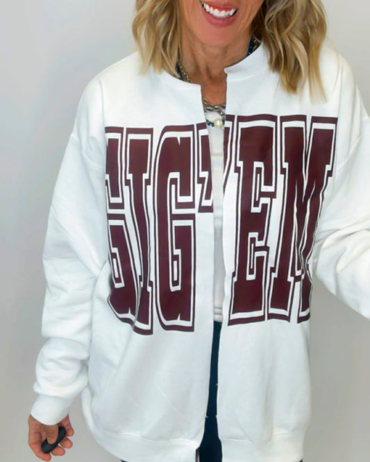 GIG'EM State Custom Sweatshirt Cardigan