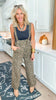 Washed Vintage Leopard Twill Denim Overalls