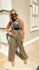 Washed Vintage Leopard Twill Denim Overalls