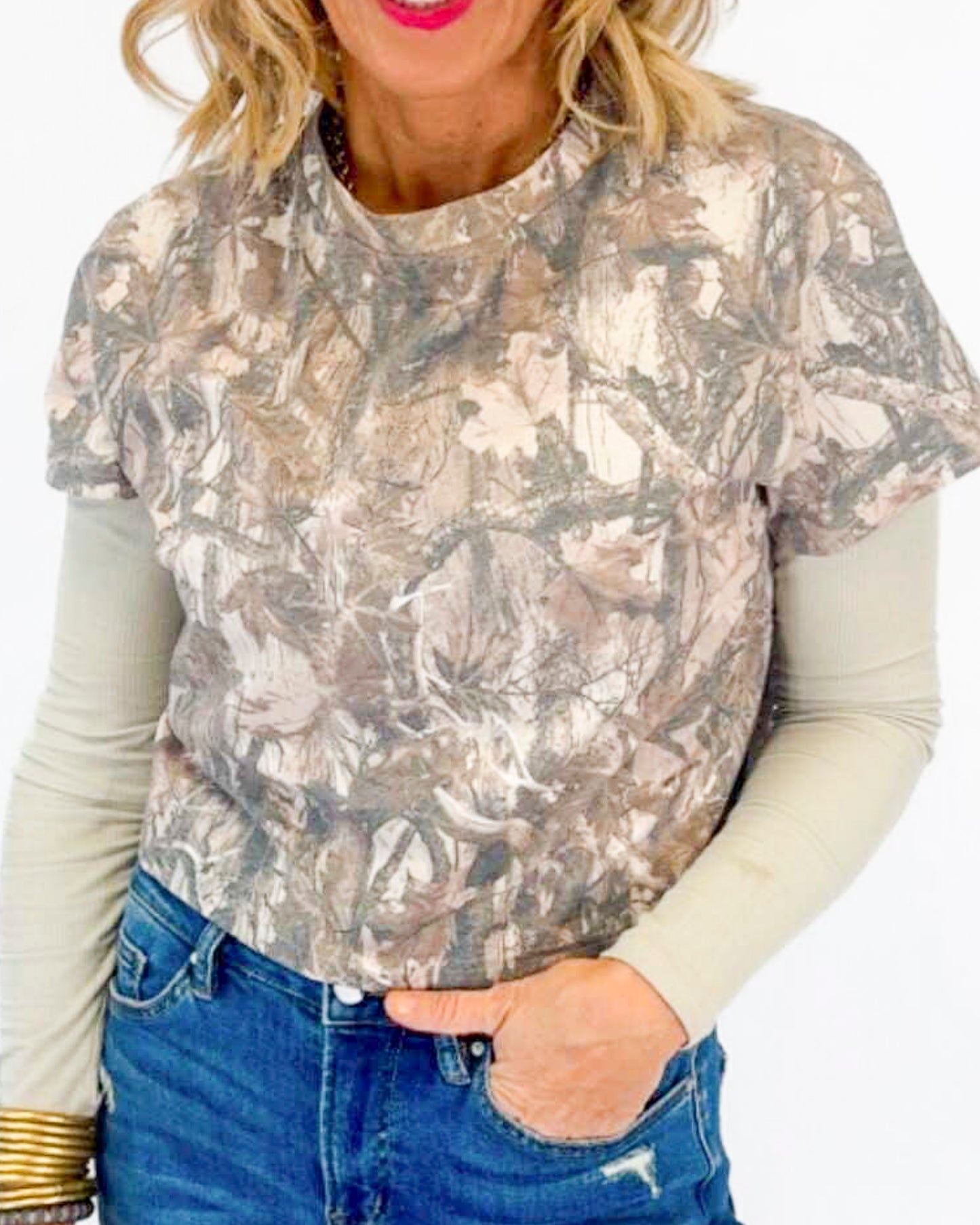 The Signature Cropped Camo Tee | Salty Wave -DEAL