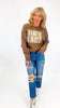 Always Thankful Brown Crewneck Graphic Sweatshirt