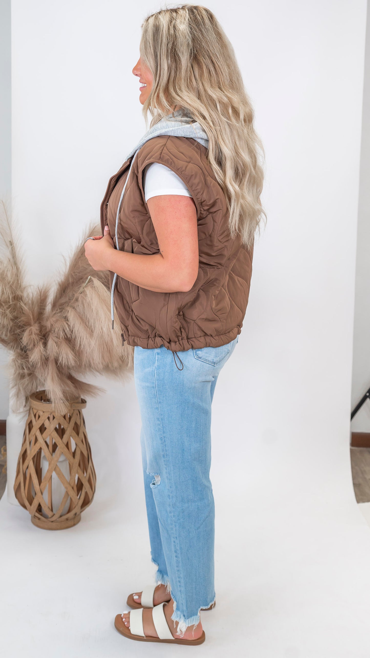 Quilted Drawstring Hooded Vest (2 COLORS)