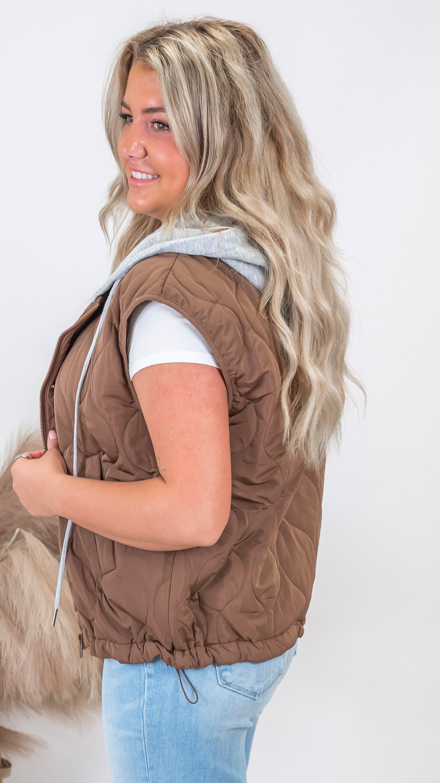 Quilted Drawstring Hooded Vest (2 COLORS)