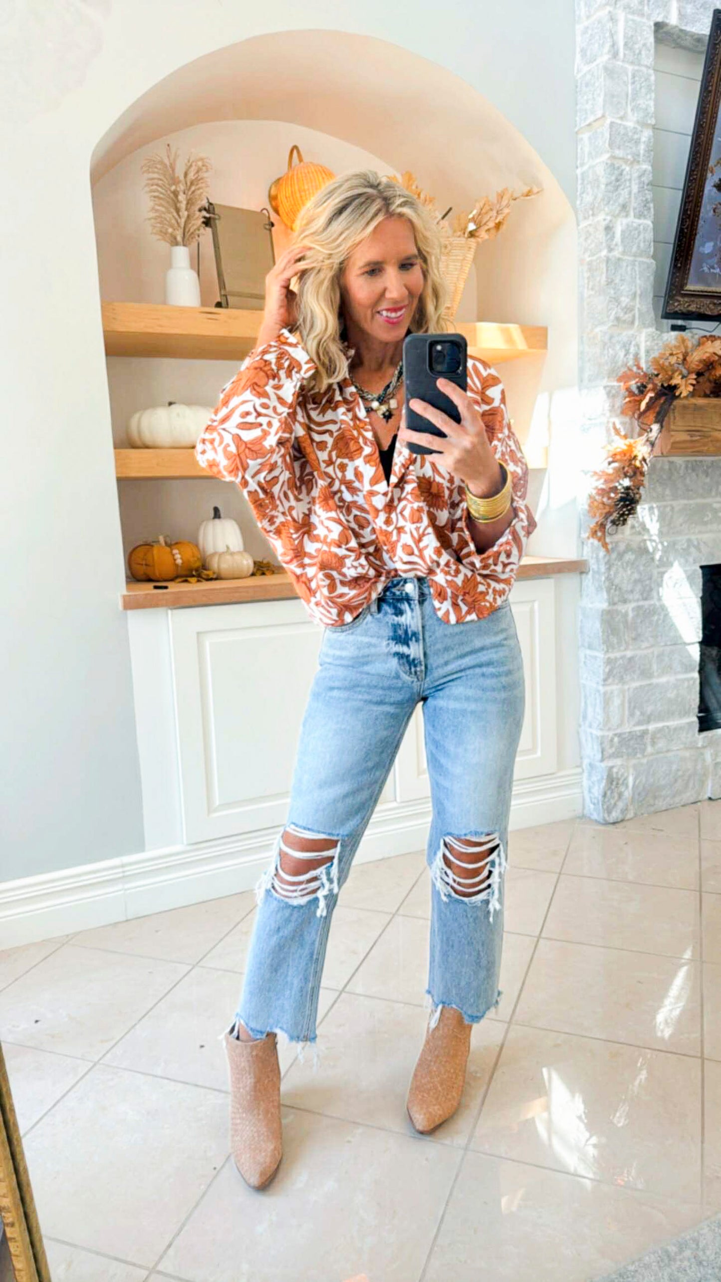 Flower Printed Woven Top