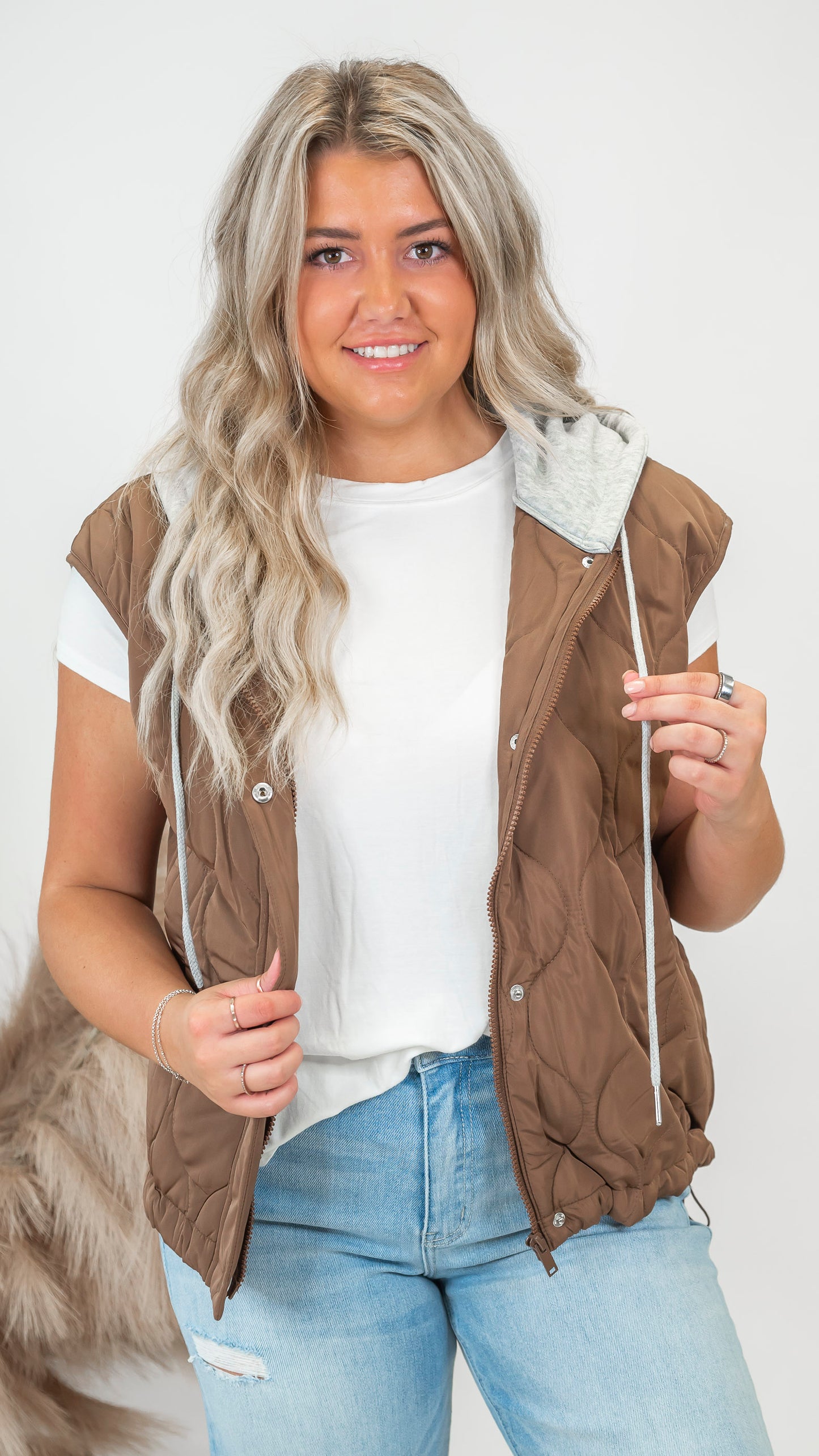 Quilted Drawstring Hooded Vest (2 COLORS)