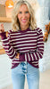 Striped Raglan Long Sleeve Pullover Sweater (2 COLORS)