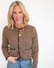 Houndtooth Jacquard Knit Cropped Cardigan