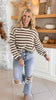 Wild Mustang Warm Crew Neck Striped Sweater