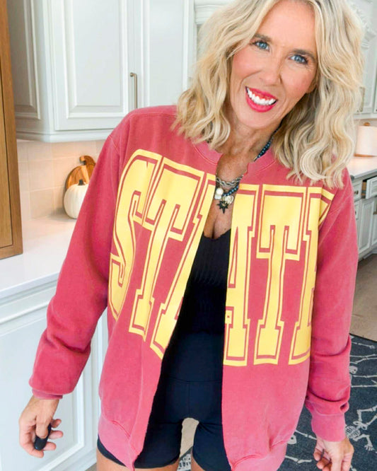 STATE Viral Hand Cut Sweatshirt Cardigan