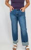 High Rise Crop Boyfriend Cuffed Denim Jeans | RISEN