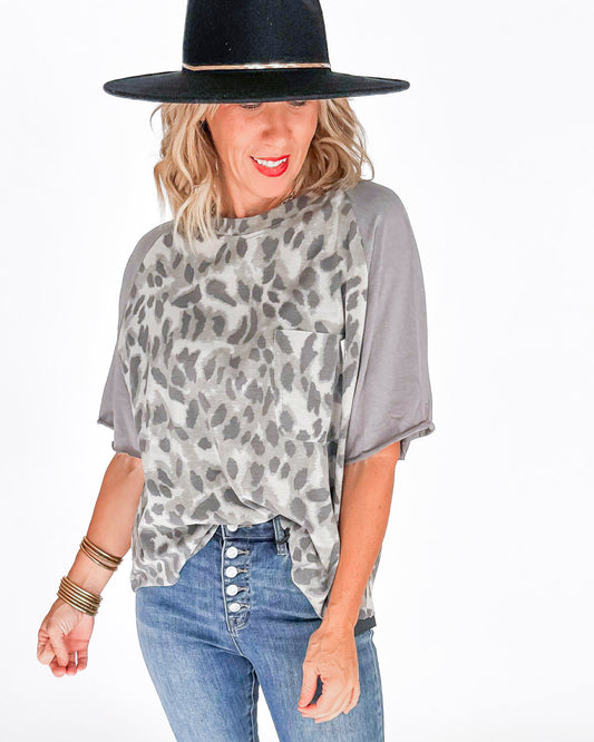 Leopard Colorblock Loose Fit Tee | POL
