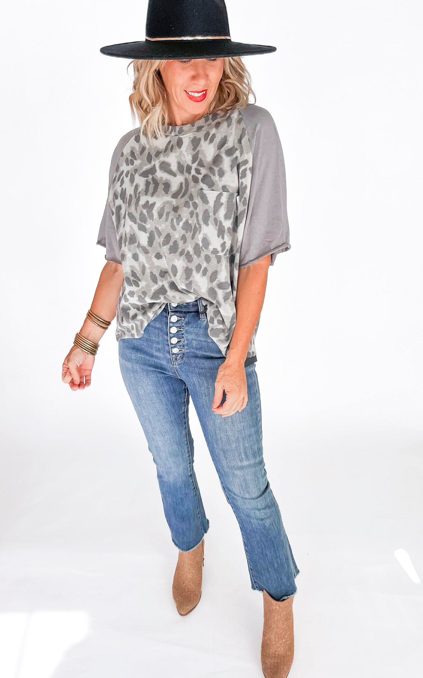 Leopard Colorblock Loose Fit Tee | POL