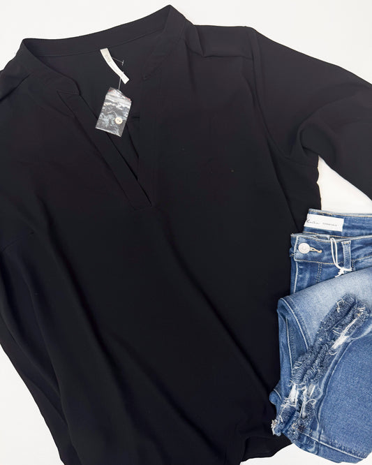 Curvy Girl Black 3/4 Sleeve Blouse | LAST ONE *FINAL SALE