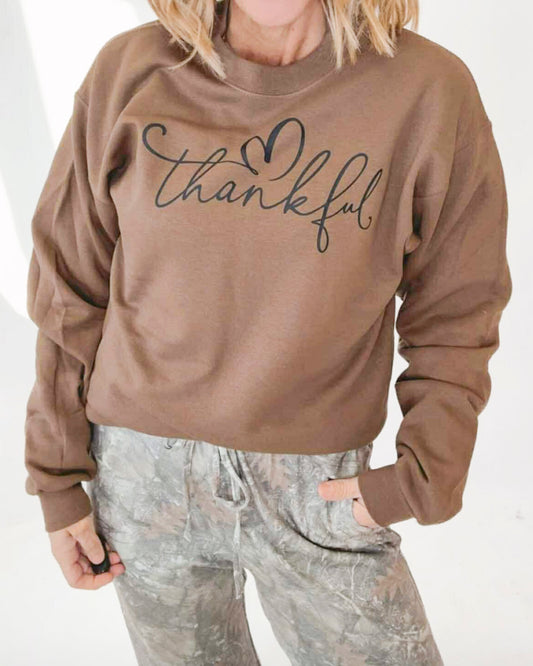 Thankful Crewneck Graphic Sweatshirt